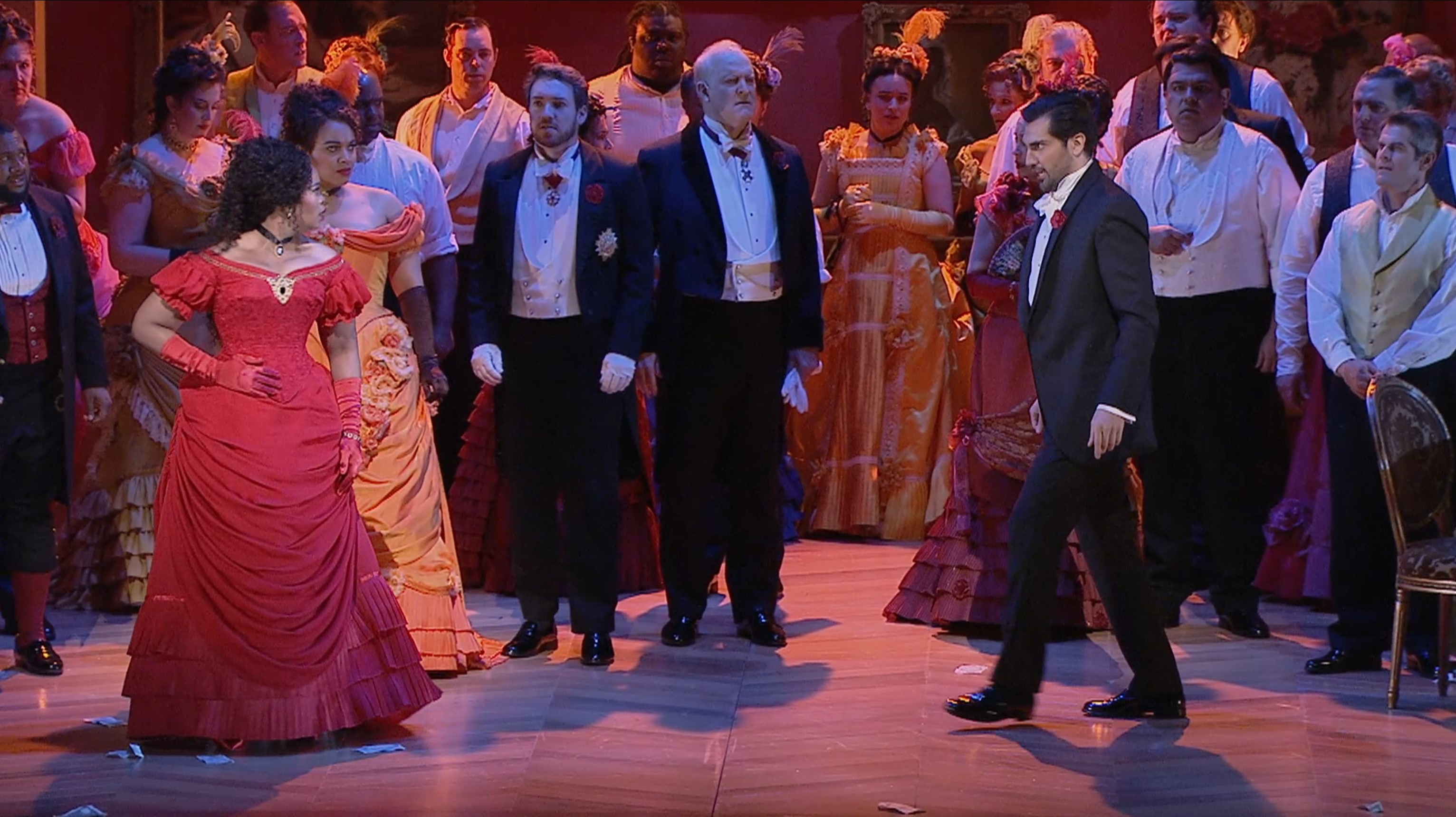 Alfredo pushing Violetta away 